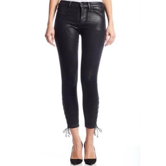 Hudson Nix Lace Hem Crop Black Wax Size 25 - Picture 1 of 6